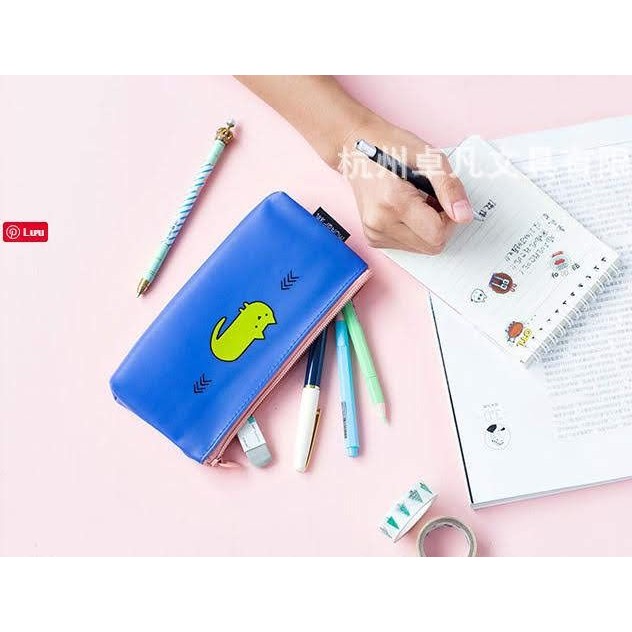 Hộp bút silicon dẻo chống nước, khóa kéo thiết kế DIY tiện lợi.