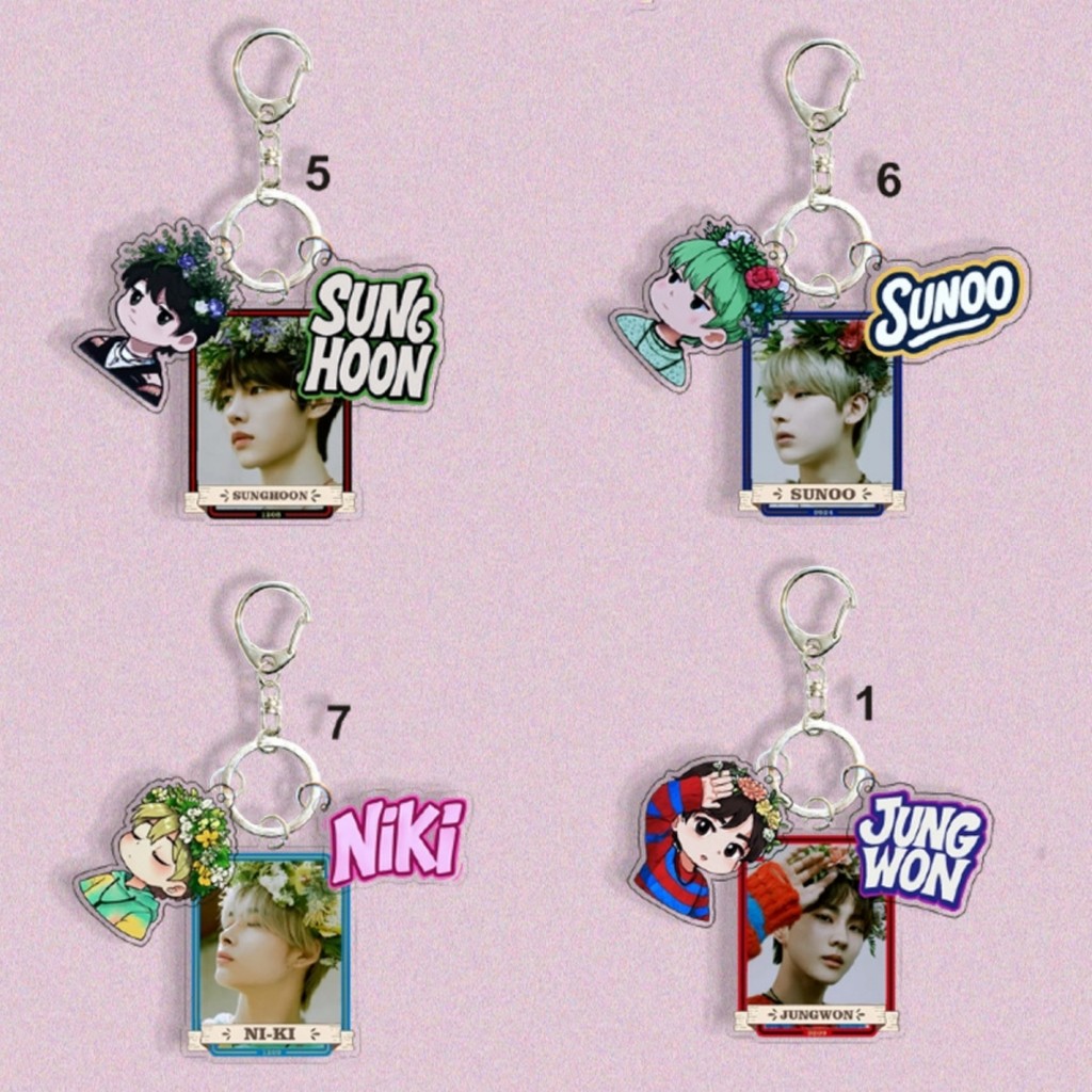 EN ROMANCE UNTOLD Daydream Móc khóa Acrylic trong suốt JUNGWON HEESEUNG Móc khóa JAY Trâm cài Móc chìa khóa JAKE SUNOO NI-KI Treo nhẫn chìa khóa thần tượng YM