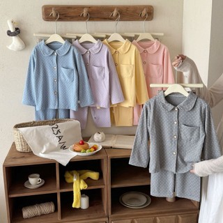 Bộ Đồ Ngủ Trẻ Em Cho Bé Dài Tay Hai Mảnh Ve Áo Phù Hợp Với Bé Gái Cardigan Dễ Thương Loungewear