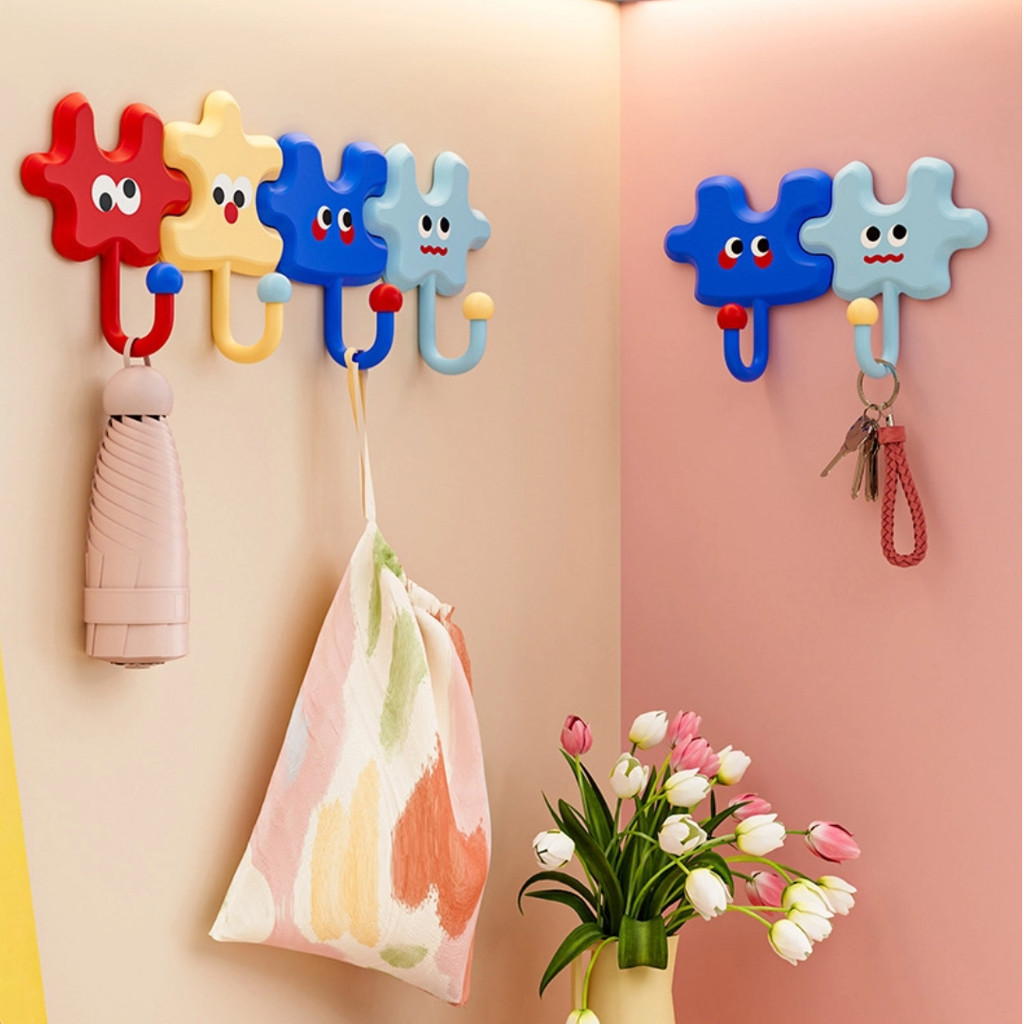 4 Móc Dính Có Thiết Kế Xếp Hình Để Treo Tường Phòng Tắm, Chịu Lực Tối Đa Và Không Cần Khoan