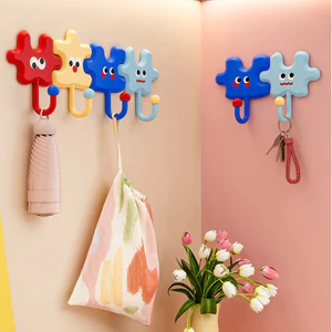 4 Móc Dính Có Thiết Kế Xếp Hình Để Treo Tường Phòng Tắm, Chịu Lực Tối Đa Và Không Cần Khoan
