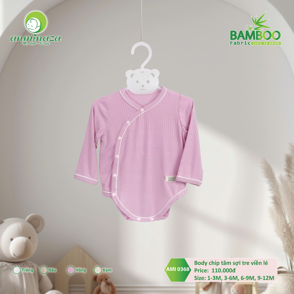 Body Chip Sợi Tre Anminaza Viền Lé Vải Tăm Sợi Tre Thoáng Mát Thấm Hút Tốt - Hàng Chính Hãng AMI0368