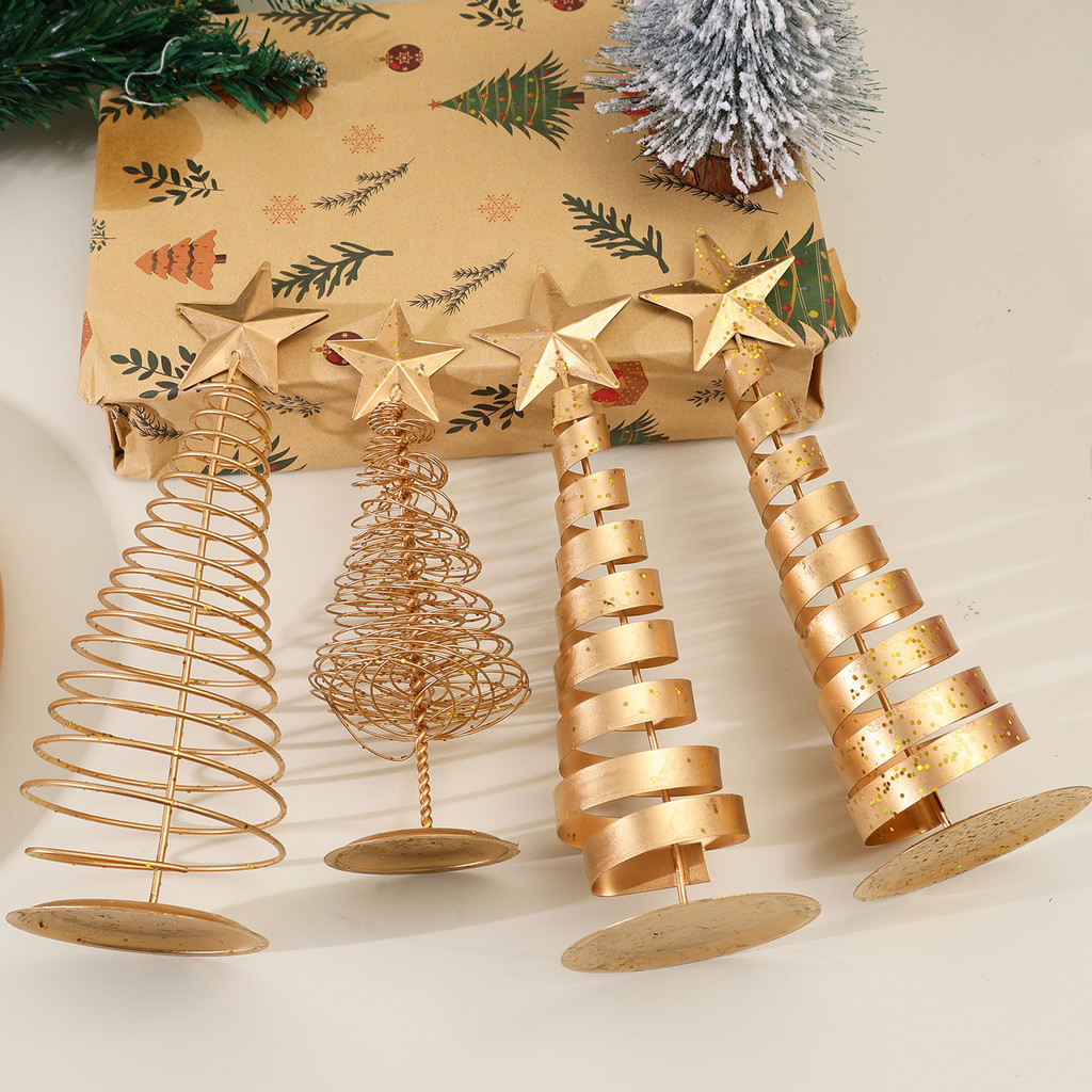 Trang trí cây thông Noel bằng sắt vàng Phong cách cổ điển Bắc Âu, Trang trí chống gỉ có thể gập lại cho bữa tiệc văn phòng tại nhà, 3 kiểu có sẵn Không lắp ráp