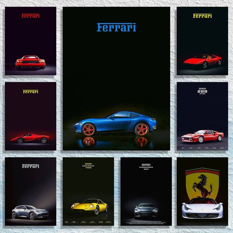 Ferrari Xe Thể Thao Năng Động Nghệ Thuật In Hình Nhà Trang Trí Tường Canvas Poster