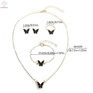PCWFKef 1 Bộ Thời Trang Tinh Tế Đơn Giản Đa Năng Vòng Cổ Vòng Tay Bông Tai Nhẫn Dành Cho Nữ Cô Gái Tiệc Cưới Bộ Trang Sức Quà Tặng Mới