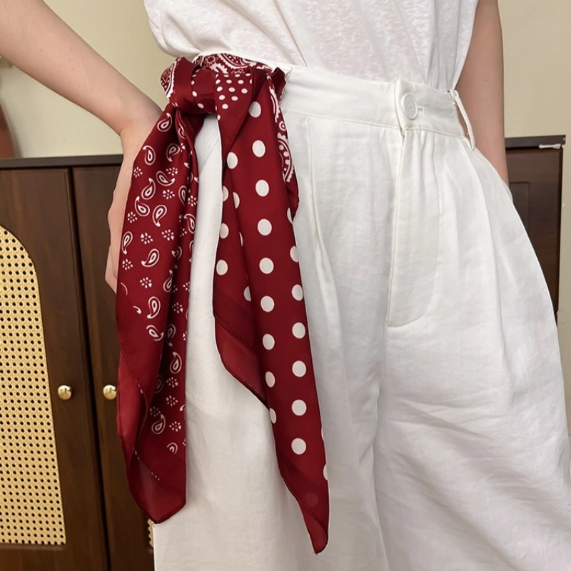 Đỏ Phù Hợp Với Phong Cách Mới Khăn Lụa Retro Hoa Nữ Khăn Lụa