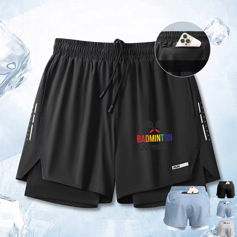 Quần short thể thao YONEX hai lớp cho nam nữ, lưới thoáng mát, phù hợp chạy bộ và tập luyện ngoài trời