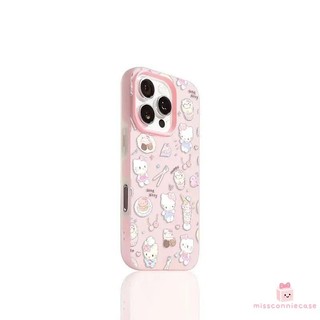 Ốp Lưng Cho Iphone 11 16 15 13 12 14 Pro Max XR 7Plus X XS MAX 14 16 15 13 Plus Sáng Tạo Ngọt Nơ Mèo Kitty Màu Kẹo 2 Trong 1 Bìa Mềm