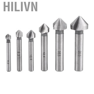 Hilivn Bộ mũi khoan 3 sáo hilivn Bộ công cụ vát mép thép tốc độ cao cho nhôm Gỗ nhựa với sáu kích cỡ 6,3mm đến 20,5mm Công cụ mài nhẵn lý tưởng Vật liệu mềm phù hợp