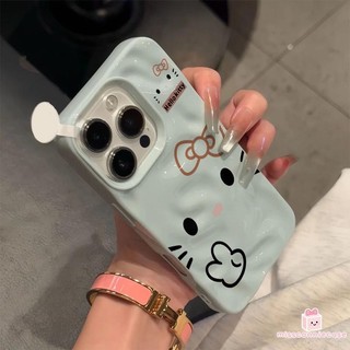 Ốp Lưng Cho IPhone 7Plus 17 15 16 13 11 14 12 Pro Max 16 15 8 Plus XS XR X MAX Hoạt Hình Đơn Giản Ngọt Ngào Hello Kitty Sóng Bóng Ruffle Vỏ Nước