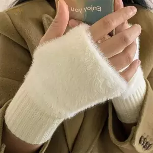 PNPIA- 1 Đôi Găng Tay Nửa Ngón Ấm Áp Và Chống Lạnh Cho Nữ Mùa Thu Đông, Đa Năng Và Sang Trọng, Găng Tay Nửa Ngón Văn Phòng Dễ Thương