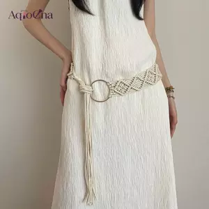 AqToCna Thanh Lịch Tính Khí Thắt Lưng Phong Cách Dân Tộc Thắt Lưng Rỗng Retro Bohemian Thắt Lưng Đầm Dây Thắt Lưng Vòng sel Dây Xích AqToCna
