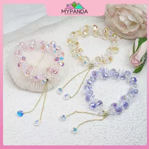 MYPANDA Mới Nhân Tạo Áo Vòng Tay Pha Lê Thời Trang Sáng Bóng Hạt Đá Co Giãn Dây Dây Vòng Tay Cho Nữ Trang Sức.