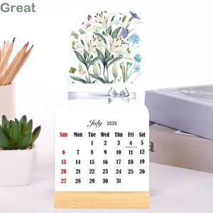 Lịch để bàn hoa nở tuyệt vời, có đế có thể tháo rời Công cụ lập kế hoạch hàng tháng Thẻ lịch hoa nở, Lịch để bàn đứng hình bình hoa sáng tạo cho gia đình
