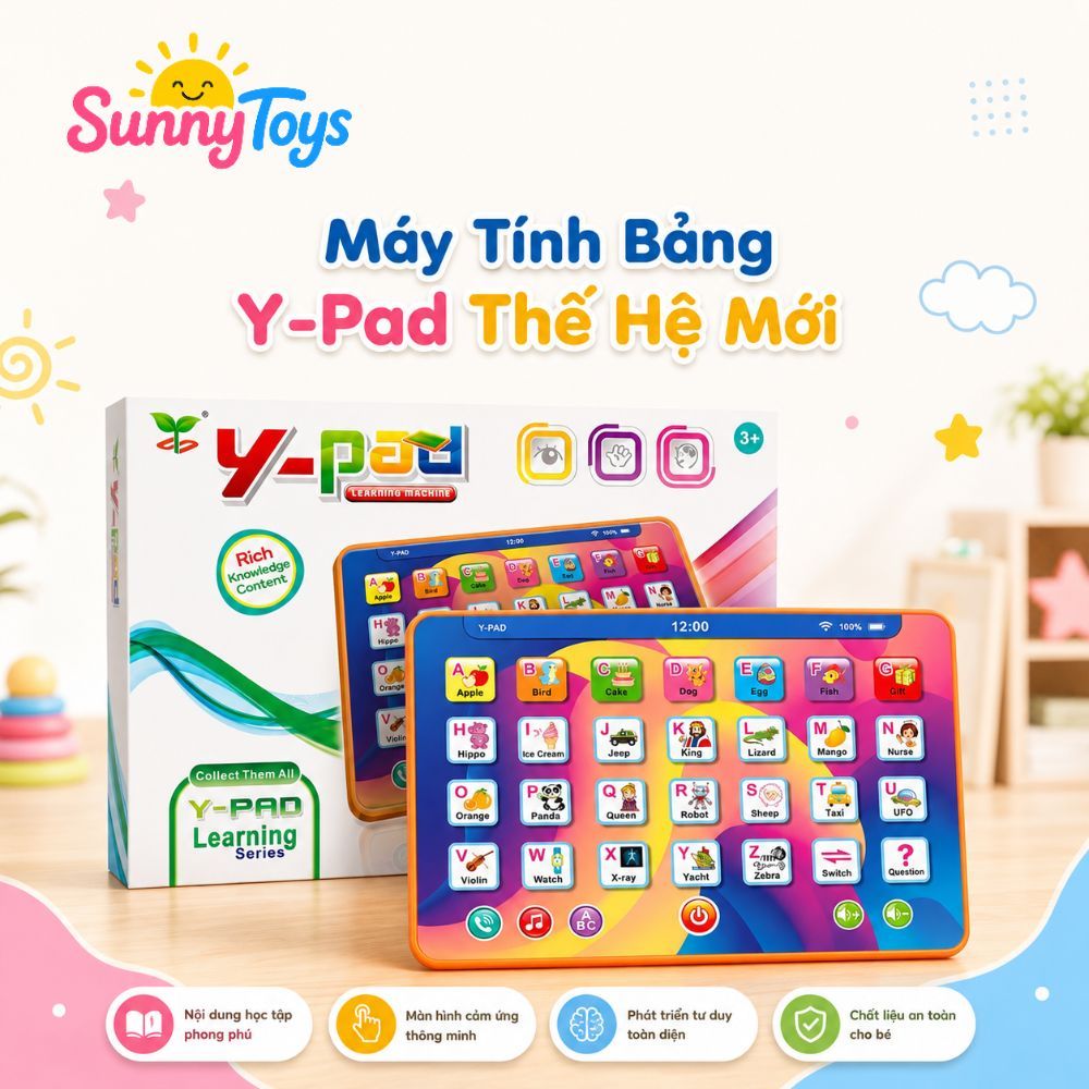 Máy Tính Bảng Y-Pad Cho Bé SunnyToys - Học Tiếng Anh Bấm Chữ Cái, Số Đếm Và Âm Thanh Vui Nhộn