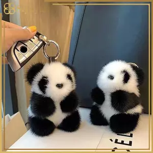 Siyuyan Gấu Trúc Nhỏ Sang Trọng Túi Nữ Đồ Trang Trí Dễ Thương Giả Lông chồn Gấu Trúc Móc Khóa Xe Ô Tô VN