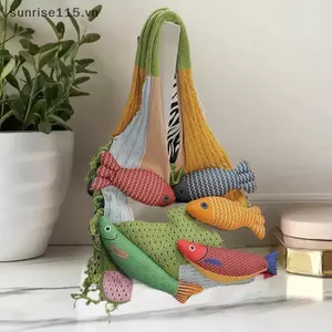 SRVN Creative sel Dệt Kim Nối Túi Đeo Vai Dễ Thương Cá Nhỏ Túi Tote Đa Năng Casualmuter Túi Xách Cho Bé Gái Quà Tặng.