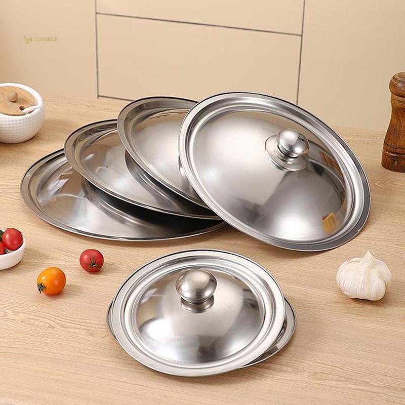 MUQV 10-32Cm Thép Không Gỉ Nắp Nồi Tròn Thay Thế Đa Năng Chảo Chiên Bao Viền Mịn Máy Rửa Chén An Toàn Cho Skillet Chảo Nồi Canh n