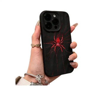 Ốp Bảo Vệ Silicon Mềm Cho iPhone 15 Pro Max a Red Spider 17 Pro XS 13 Pro Max 12 Pro 11 17 Pro Max XSMAX Matte Fold Họa Tiết 14 Pro