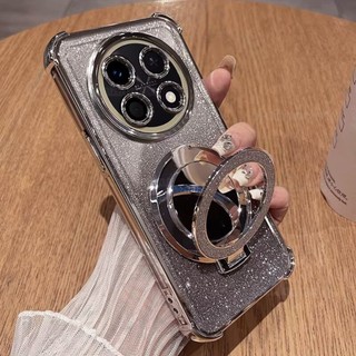 Dành Cho Nova15Max Vỏ Cho Huawei Nova 15 Max 15Max 15Ultra 15Pro Nova15 Max 2026 Giá Đỡ Vòng Giá Đỡ Vỏ Điện Thoại Lá Bling Lấp Lánh Trong Suốt Acrylic Chống Sốc Ốp Lưng