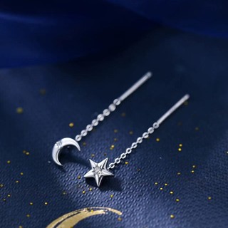 S925 Bạc Ngôi Sao Mặt Trăng Tai Dòng Thời Trang Đơn Giản Nữ Trang Sức Quà Tặng Hàng Ngày