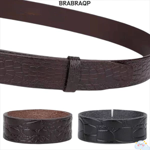 Nhẫn giữ vòng đai 3 chiếc BRABRARAA, Vòng giữ đai tinh tế bằng da thật bằng da bò, Vòng đai tự làm họa tiết cá sấu đa năng cho phụ kiện thắt lưng 3,5 / 3,8cm