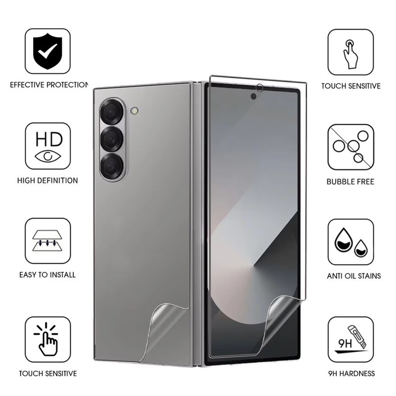 Phim Mềm Hydrogel 3 Trong 1 Ultra HD Cho Samsung Z Fold7 Fold6 Fold5 W26 W24 Điện Thoại Có Thể Gập Lại Hydrogel Bảo Vệ Màn Hình Cho Samsung Z Fold4 Fold3 Fold2 Fold SE Mặt Sau Mềm Phim