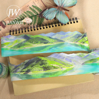 JIANWU 65mm * 5m Vintage Núi Hồ Vật Liệu Phong Cảnh Cắt Băng Thêu Sò PET Sáng Tạo DIY Tạp Chí Văn Phòng Phẩm