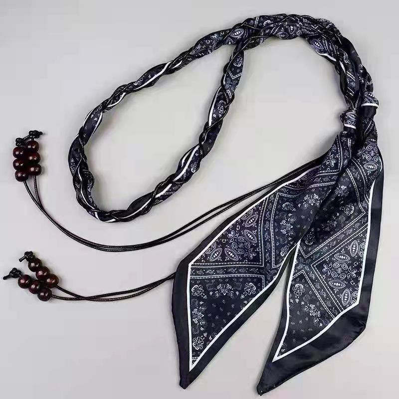 Khăn lụa bện thắt lưng mỏng dành cho nữ Cao cấp phong cách dân tộc Bohemian Đầm trang trí có dây thắt lưng Jeans