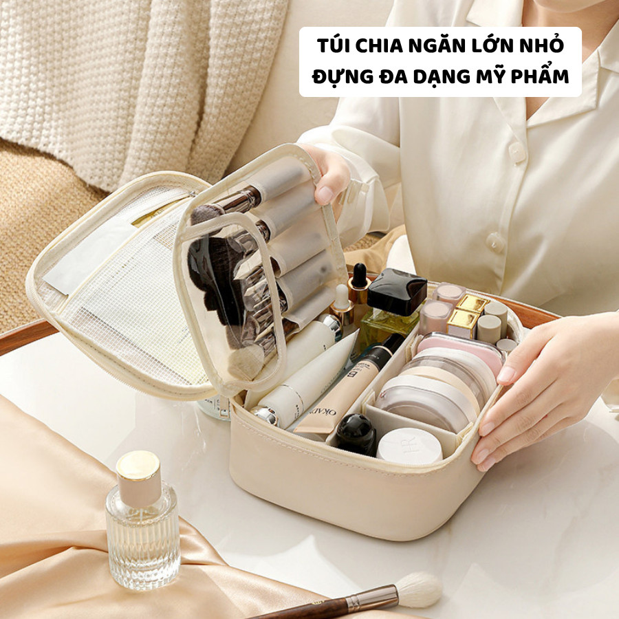 Túi Đựng Mỹ Phẩm Du Lịch ENODA HOME, Túi Đựng Đồ Makeup Trang Điểm Chia Ngăn Chất Liệu PU TUIPU005