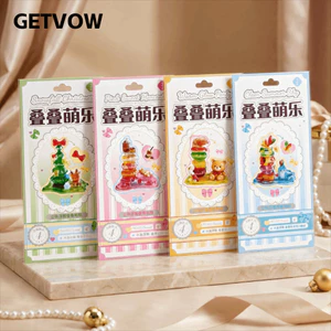 GETVOW Puffy Dán, Thiết kế cứu trợ Thiết kế cây dễ thương Nhãn dán dập nổi, Văn phòng phẩm Fun Series Crystal Puffy Họa tiết xếp chồng Nhãn dán Quà tặng học sinh