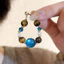 Mới Phong Cách Trung Quốc Đá Tự Nhiên Đính Hạt Bông Tai Nữ Bohemian Retro Bông Tai Cổ Niche Tất Cả Trận Đấu Bông Tai Phụ Kiện Hợp Thời Trang