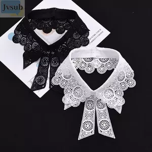JVSUB Cổ Giả, Ren Hoa Có Thể Tháo Rời Cổ Giả, Thời Trang Đen Trắng Váy Cưới Phụ Kiện Nữ Bé Gái