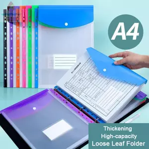 GILL 6 chiếc Thư mục chất kết dính, Túi chất kết dính A4, Phong bì 11 lỗ Nút đóng cửa Túi đục lỗ Quản lý tập tin