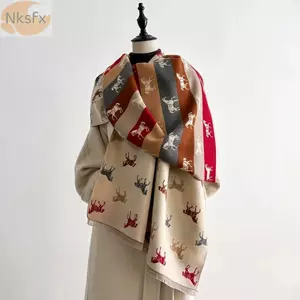 Khăn quàng cổ mùa đông NKSFX, Khăn choàng giả Pashmina chống lạnh, Khăn choàng lông cừu mềm mại ấm áp thời trang Quà tặng năm