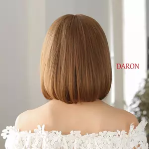 DARON Bob Tóc Giả Thẳng Có Nổ, Tóc Nối Dài Nhiệt Độ Cao Ngắn Đen Nâu Tóc Giả, Fasion Tổng Hợp Thoáng Khí Giả Nữ Bob Tóc Giả Giả Giả Giả Giả Giả Giả Giả