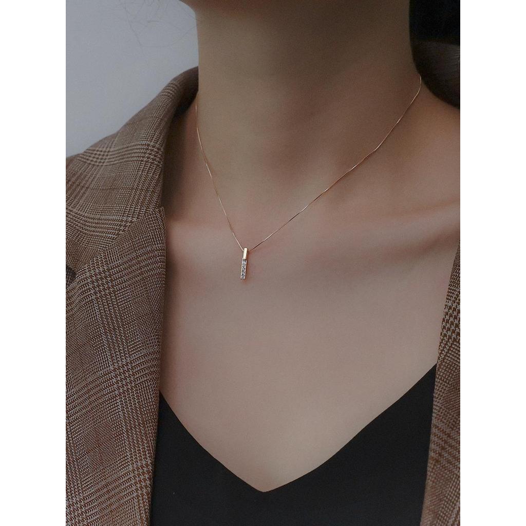 Vòng cổ vàng hồng đơn giản bạc nguyên chất s925