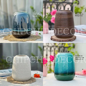 Bình Hoa Gốm Sứ Bát Tràng Dáng Vò Nơm Nhiều Màu Lọ Hoa Decor Làm Việc Phòng Khách Trang Trí Xinh