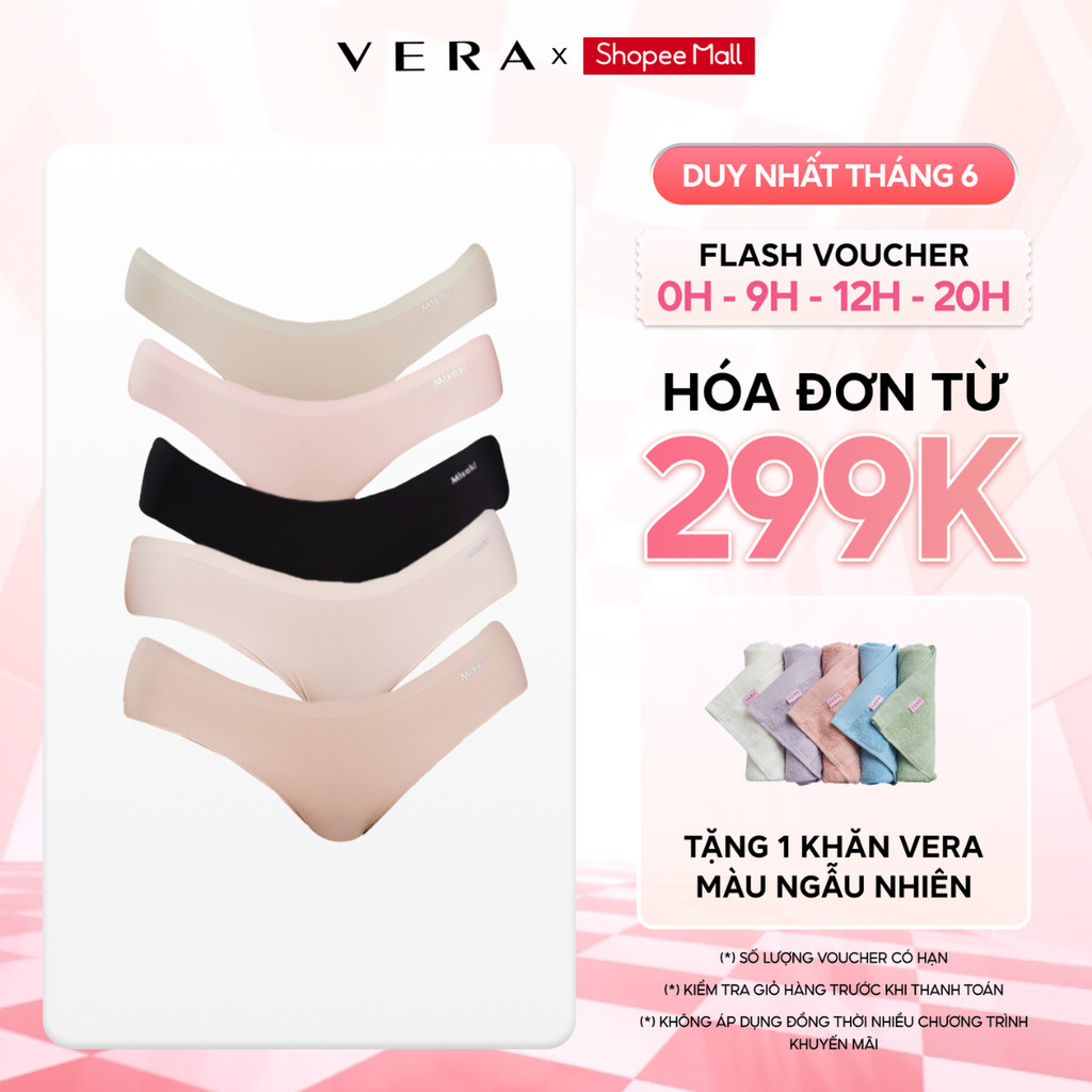 Combo 5 Quần lót nữ  Misaki su lạnh mềm lưng vừa không viền cao cấp thoải mái thoáng khí - M1018