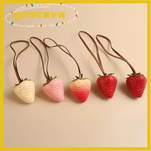 Nhẫn chìa khóa dâu tây GUSTAVA, Túi thiết kế chống thấm nước Charm, Mặt dây chuyền trái cây thủ công bằng nhựa thanh lịch Sử dụng hàng ngày