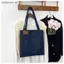 # HB # Túi Tote Denim màu xanh đậm Miếng dán phía trước chống mài mòn Nhà thơ Dây đeo chắc chắn mềm mại để đi học Sách tạp hóa mang theo.