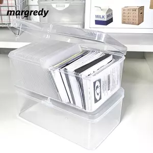 Hộp lưu trữ MARGREDY, Hộp đựng thẻ thần tượng Hàn Quốc dung lượng lớn trong suốt, Hộp đựng thẻ ảnh bằng nhựa phân loại