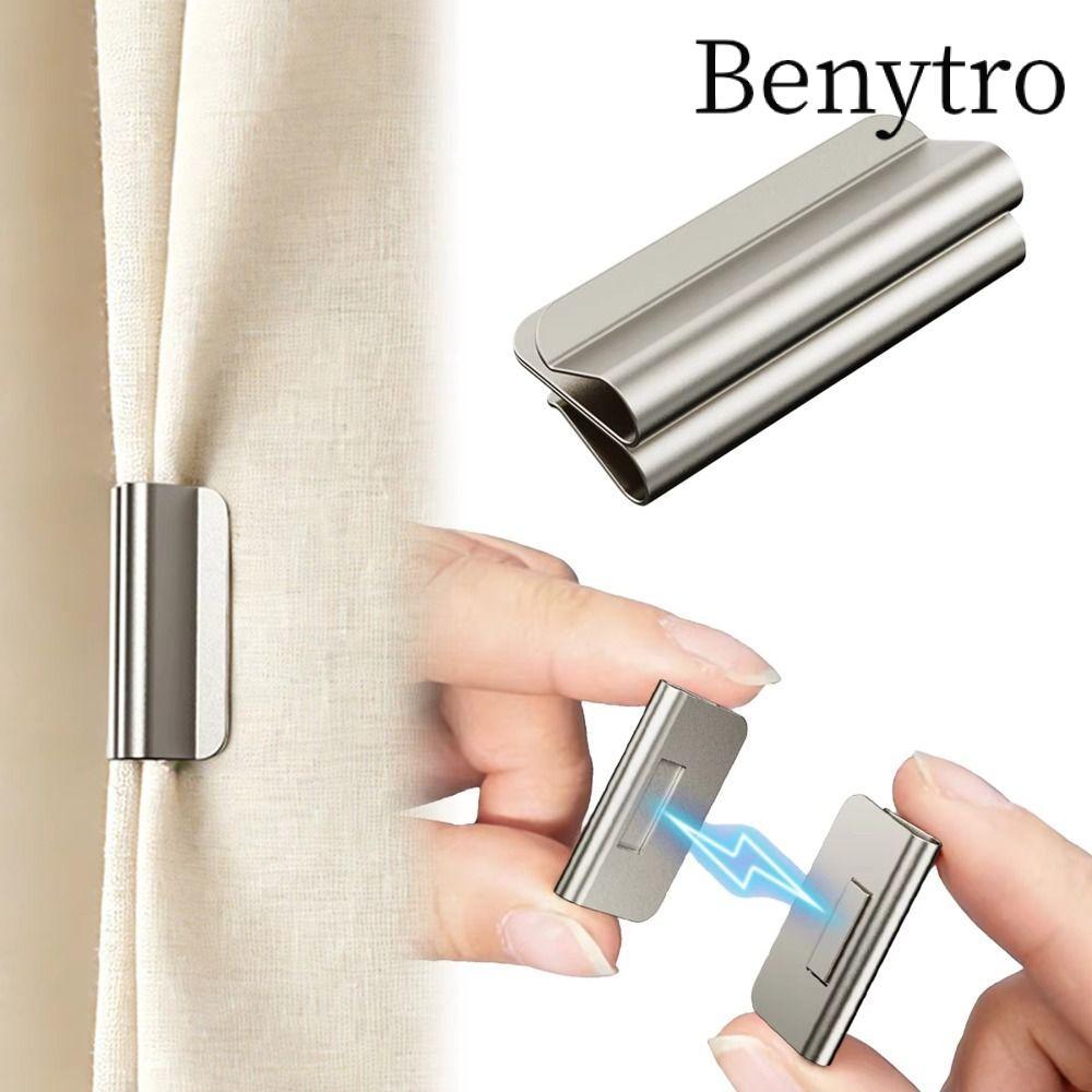 BENYTRO 1 Cặp Khóa Cố Định Rèm, Kẹp Đóng Rèm Kim Loại Thu Hút Từ Tính, Chất Lượng Cao Có Thể Tháo Rời Rèm Cửa Sổ