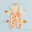 Bé Gái Halloween Giả Bí Ngô Nơ In Hoa Nơ Dài Tay Áo Liền Quần Và Nơ Băng Đô