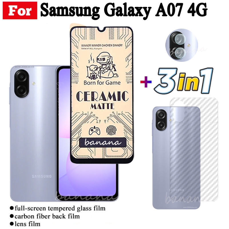 ​​​​​​​Phim Kính Cường Lực 3 TRONG 1 Samsung Galaxy A07 Cho Samsung A07 A17 A06 A16 A05 A15 A05S Full Cover Kính Bảo Vệ Màn Hình + Phim Ống Kính Máy Ảnh + Phim Mặt Sau