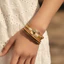 Vòng tay PU nhiều lớp dệt với họa tiết Artisan, mảnh tuyên bố style cổ điển Boho