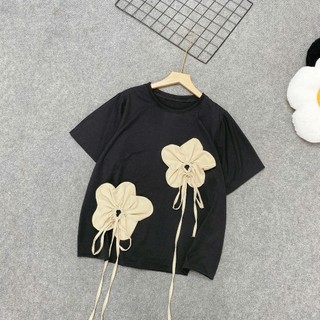 Áo thun bigsize nữ phối hoa 3D dây rủ đẹp, form rộng che khuyết điểm, dễ thương  năng động 50-92kg A292