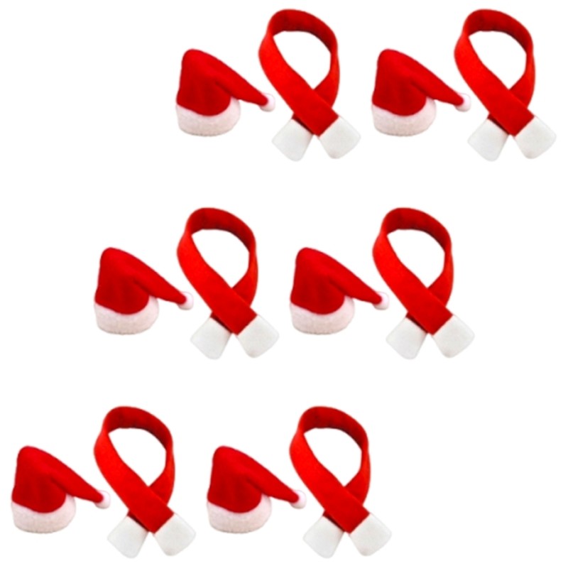 Pack Of 12 Christmas Bottle Scarf Hat Decorations Nonwoven Fabric Party Tabletop
