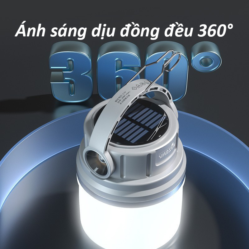 Đèn Cắm Trại Đèn, Đèn pin siêu sáng，Bóng đèn tích điện Cổng Sạc type-c + Sạc NLMặt Trời Chống Thấm Nước