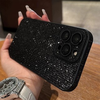 Phim Bảo Vệ Ống Kính Lấp Lánh Kim Cương Sequin Ốp Lưng Điện Thoại iPhone 16Promax 16Pro 12 13 14 15 Pro Max 11 Chống Sốc Acrylic Nữ Điện Thoại Di Động